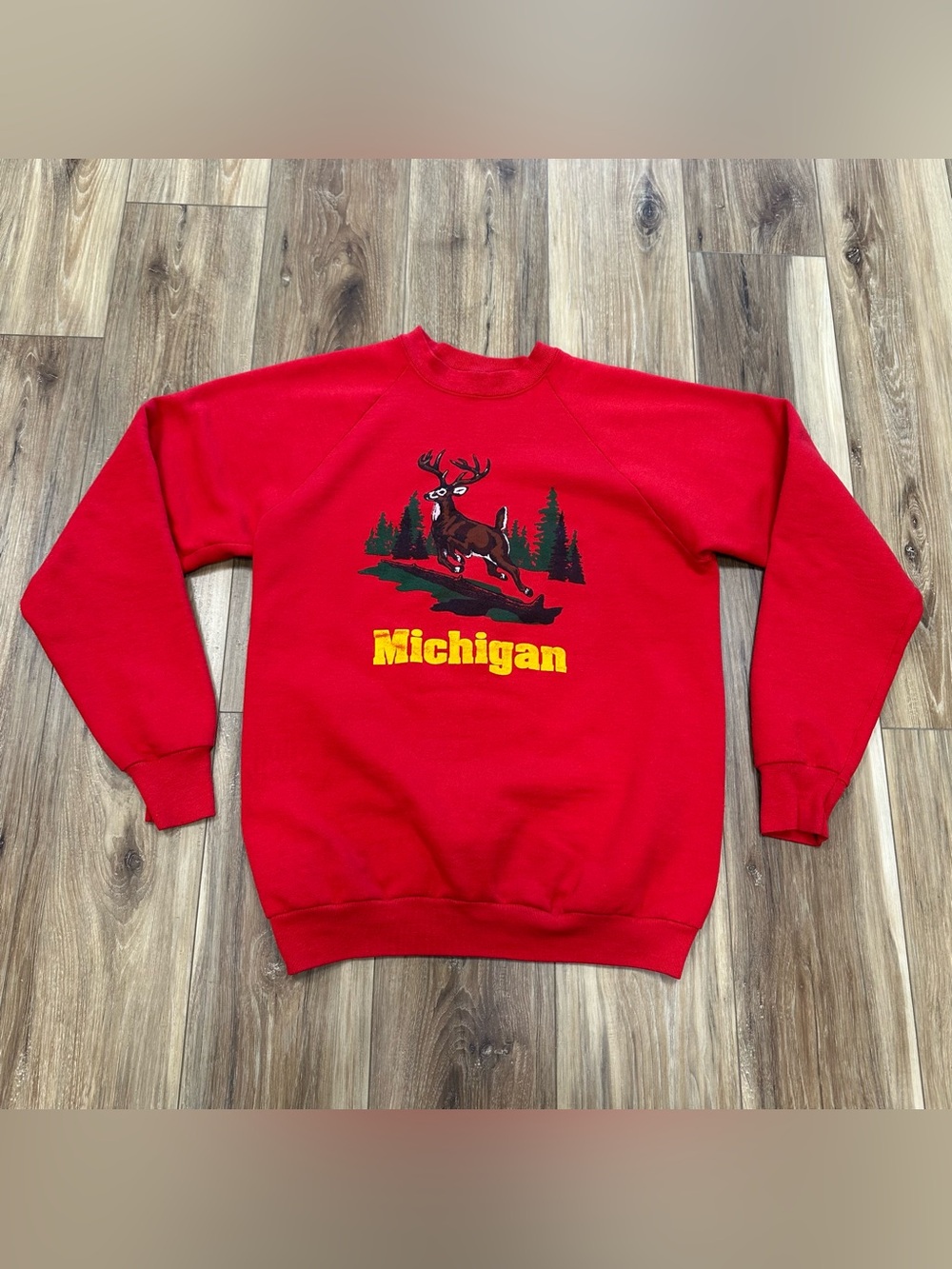 Vintage Screen Stars Michigan Deer Buck USA Made Sweatshirt, Red, XL